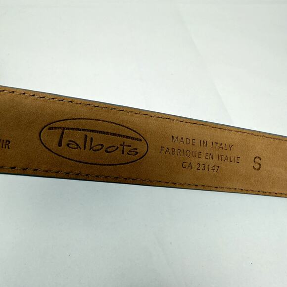 Talbots Made in Italy Blue Leather Belt Braided Buckle Size Small NWOT - Picture 2 of 9
